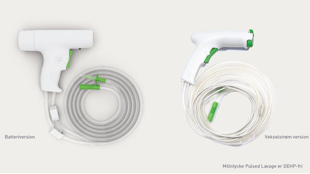 Mölnlycke Pulsed Lavage system med højt tryk med to hastigheder, vekselstrøms- og batteridrevne versioner