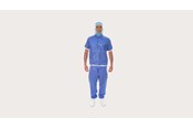 Gydytojas, dėvintis „BARRIER Clean Air Suit“ kombinezoną